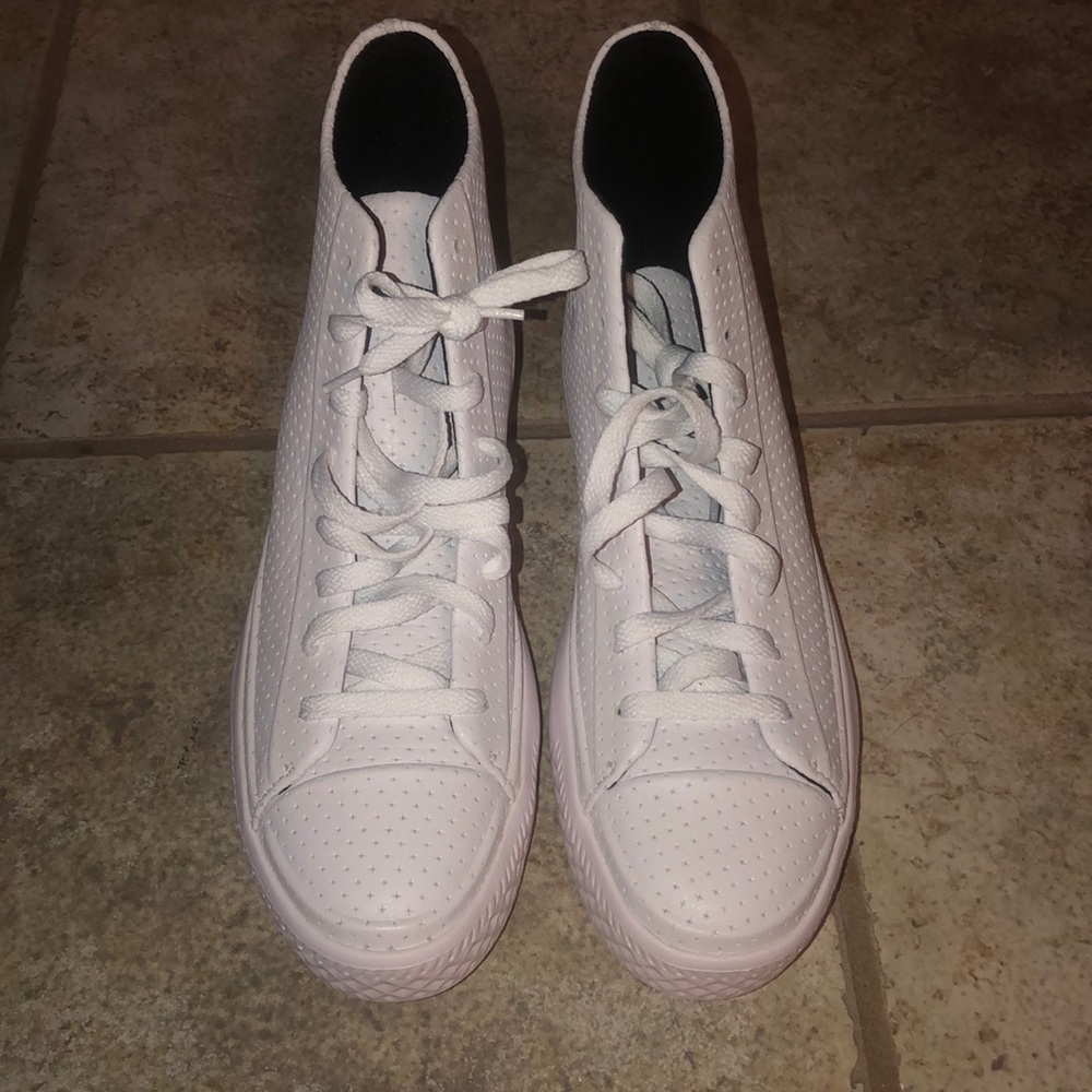 White leather converse all star high tops
